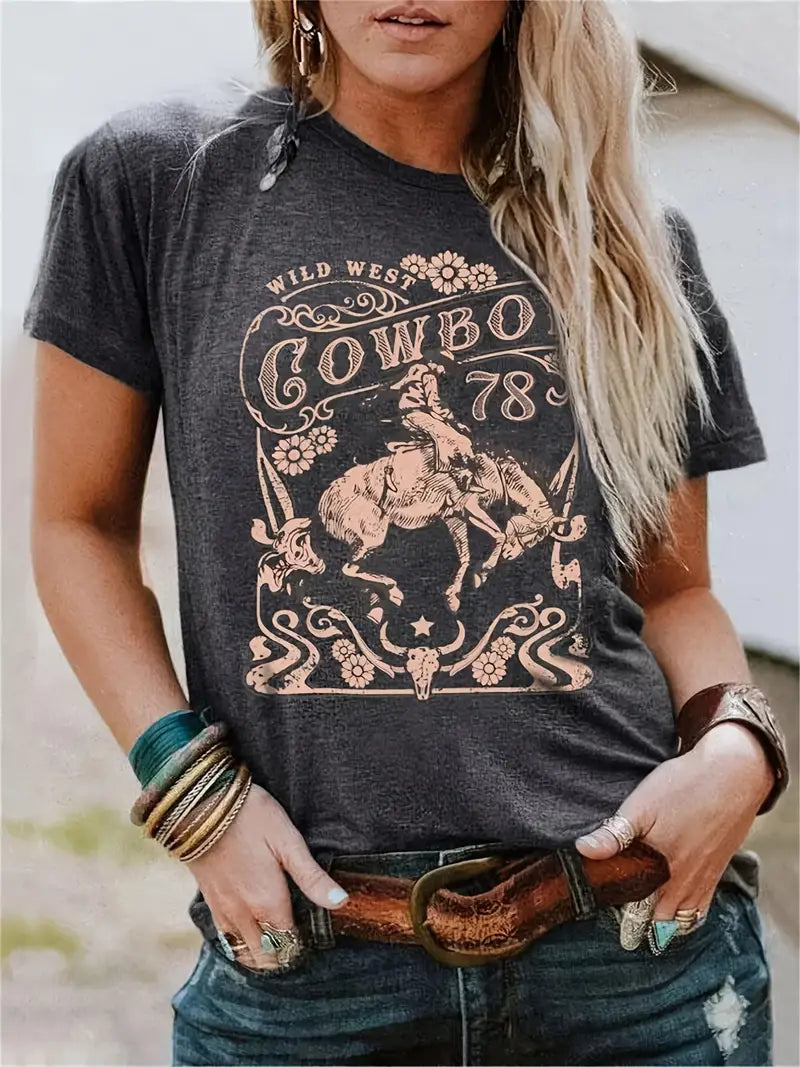 Vintage Cowboy T-Shirt for Women: Unique Retro Style Tops