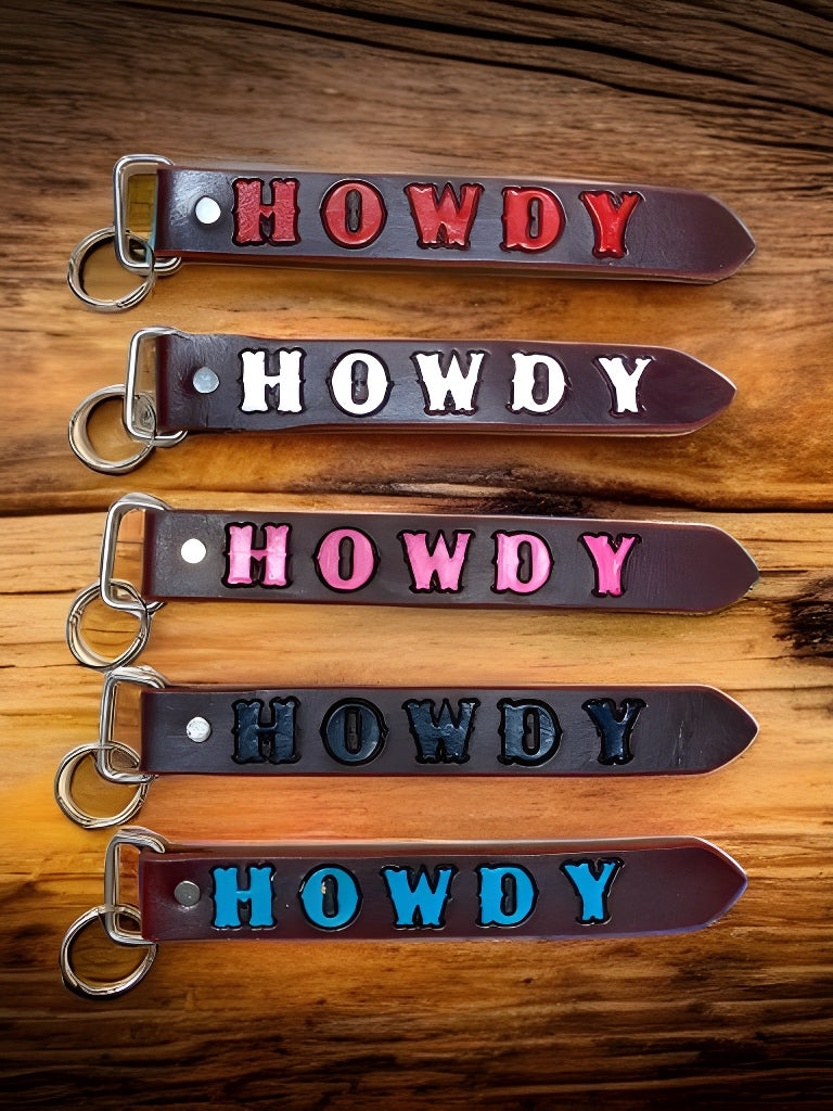 Discover the "Howdy" Handmade Leather Key Chains